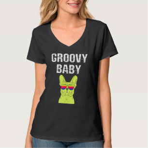 Camiseta Bebé Groovy Bulldog Frenchie Perro 90 Novedades Re