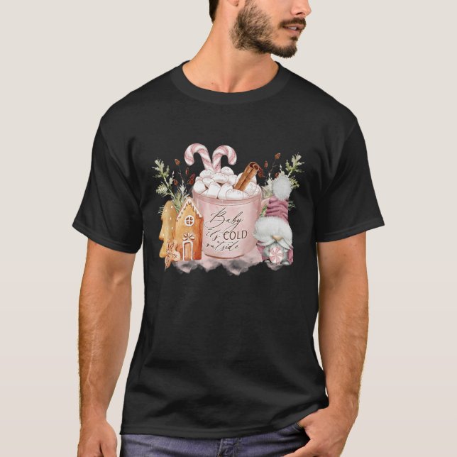 Camiseta Bebé, hace frío fuera de Coco caliente rosa Retro  (Anverso)