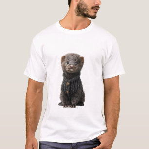 Camiseta Bebé Hurón Adorable en un Tejido Negro Acogedor