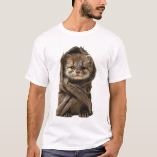 Camiseta Bebé Hurón Adorable Envuelto en una Tejida Marrón