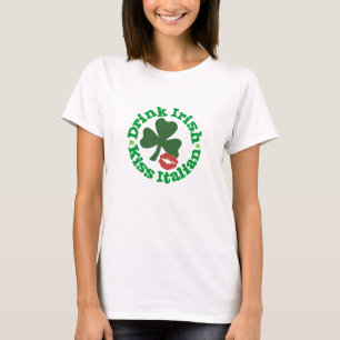 Camiseta Bebe Irish Kiss Italian Red Lips Shamrock