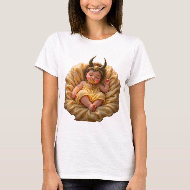 Camiseta Bebé Isis durmiendo – Diosa de la Luz. (Anverso)