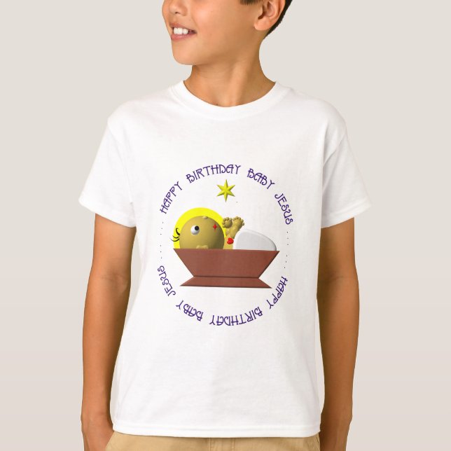 Camiseta Bebé Jesús del feliz cumpleaños (Anverso)