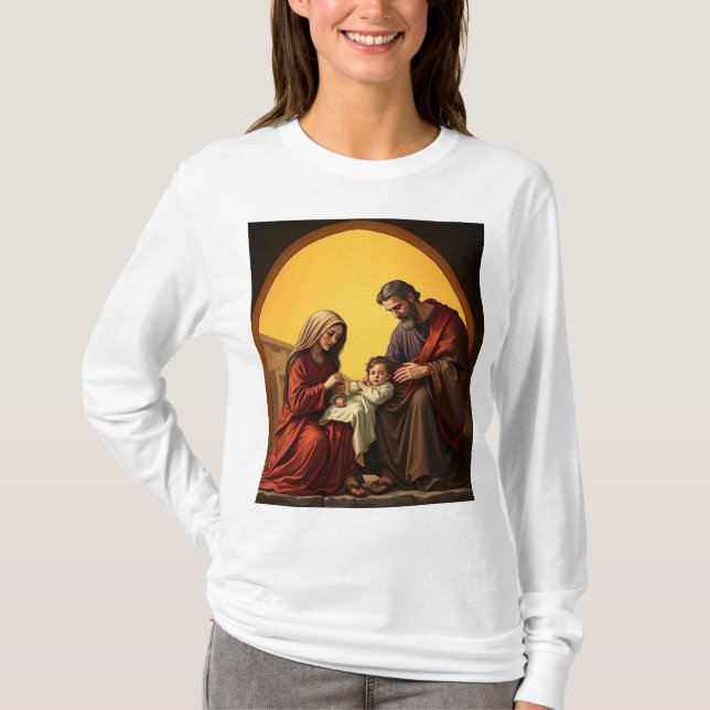 Camiseta Bebé Jesús María y José Tee de manga larga para mu (Anverso)