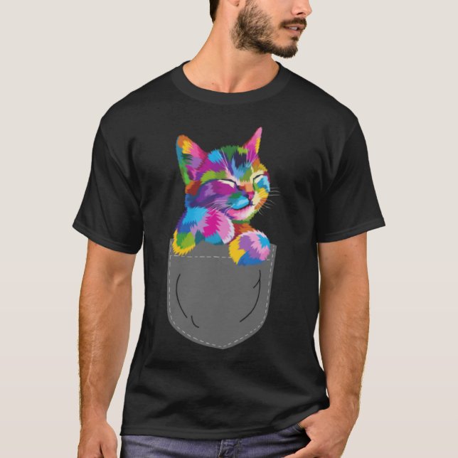 Camiseta Bebé Kitten Pocket Polygon Cat Colour Chest Bag (Anverso)