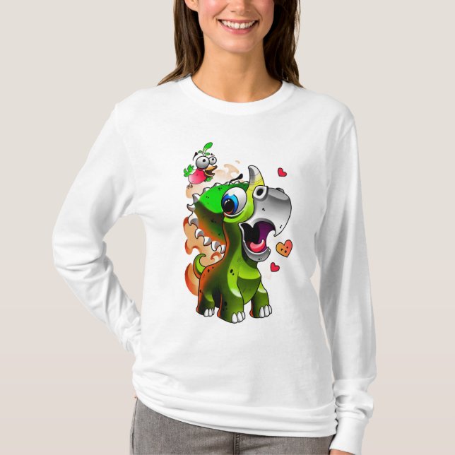 Camiseta Bebé lindo Dino y amigos de pájaros - Personalizad (Anverso)