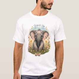 Camiseta Bebé lindo Elefante Calf Flor silvestre Wanderlust