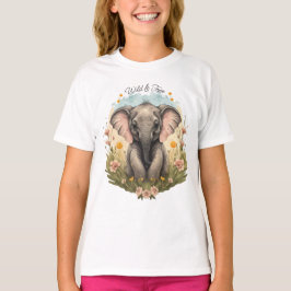 Camiseta Bebé lindo Elefante Calf Flor silvestre Wanderlust