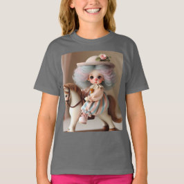 Camiseta Bebé lindo en un caballo de madera