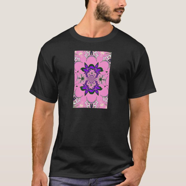 Camiseta Bebé lindo Floral Rosa Morada Sombra Motif Art (Anverso)
