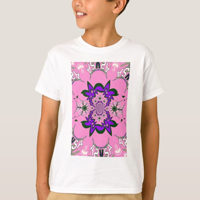 Camiseta Bebé lindo Floral Rosa Morada Sombra Motif Art (Anverso)