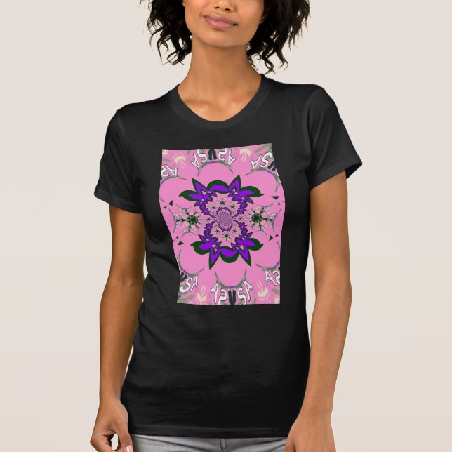 Camiseta Bebé lindo Floral Rosa Morada Sombra Motif Art (Anverso)
