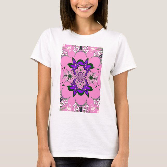 Camiseta Bebé lindo Floral Rosa Morada Sombra Motif Art (Anverso)