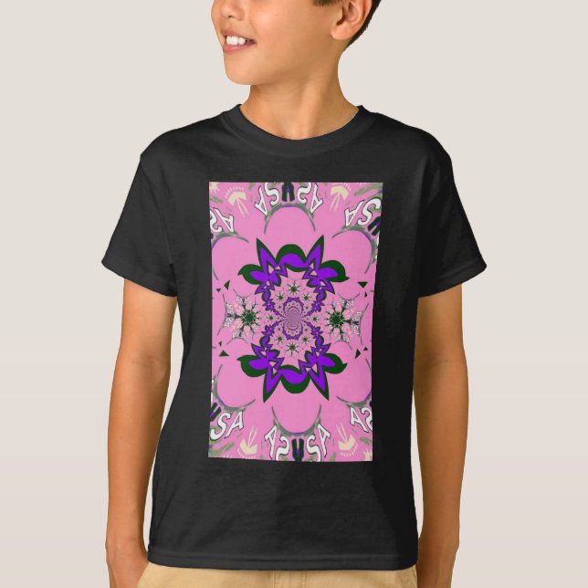 Camiseta Bebé lindo Floral Rosa Morada Sombra Motif Art (Anverso)