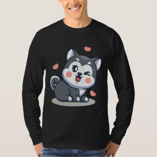Camiseta Bebé lindo Husky Dog Sitting