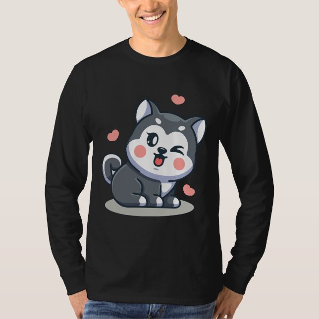 Camiseta Bebé lindo Husky Dog Sitting (Anverso)