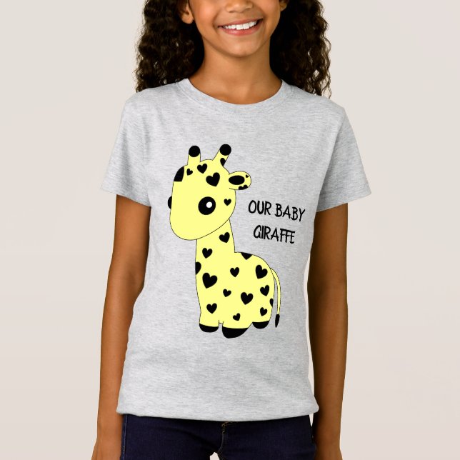 Camiseta Bebé lindo jirafa animal amarillo creciente (Anverso)
