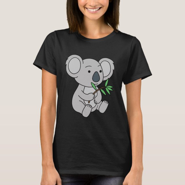 Camiseta Bebé lindo Koala con hojas de eucalipto (Anverso)