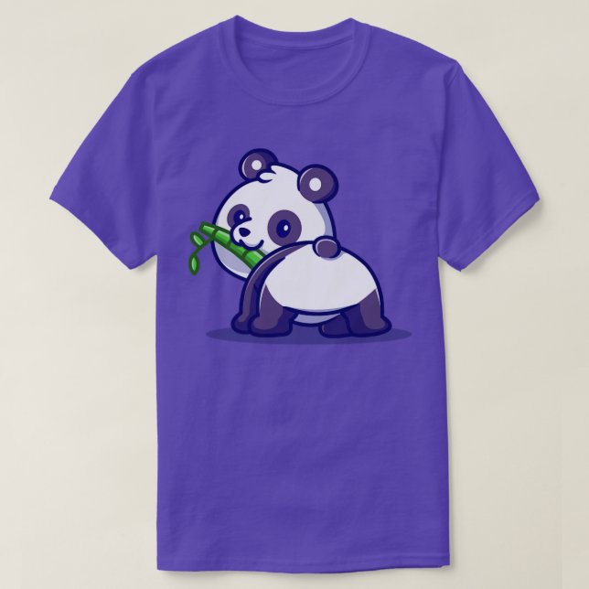 Camiseta Bebé lindo Panda Comer Bambú Personalizado (Diseño del anverso)