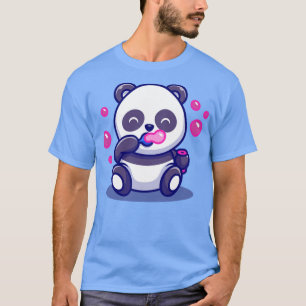 Camiseta Bebé lindo Panda Jugando Personalizado de burbujas