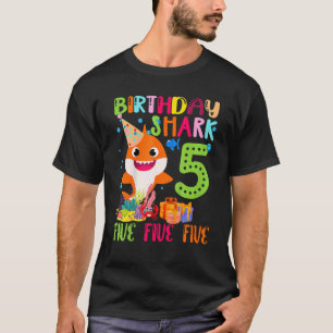 Camiseta Bebé lindo tiburón 5 años Chica de cumpleaños 5 añ