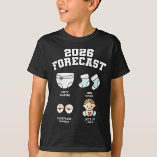 Camiseta Bebé Llegando Pronto Pronóstico 2026 Shower de Beb