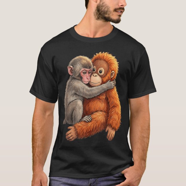 Camiseta Bebé Macaco Abrazando Mono Lindo de Peluche Mono (Anverso)