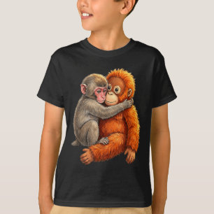 Camiseta Bebé macaco abrazando mono lindo mono de peluche