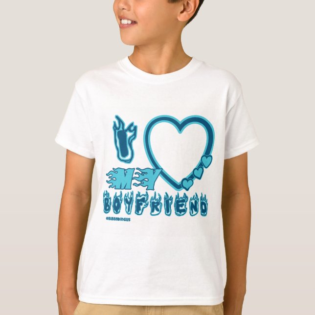 Camiseta Bebé me encanta mi novio en AZUL  (Anverso)