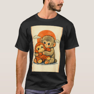 Camiseta Bebé mono kawaii lindo macaco japonés ukiyo-e