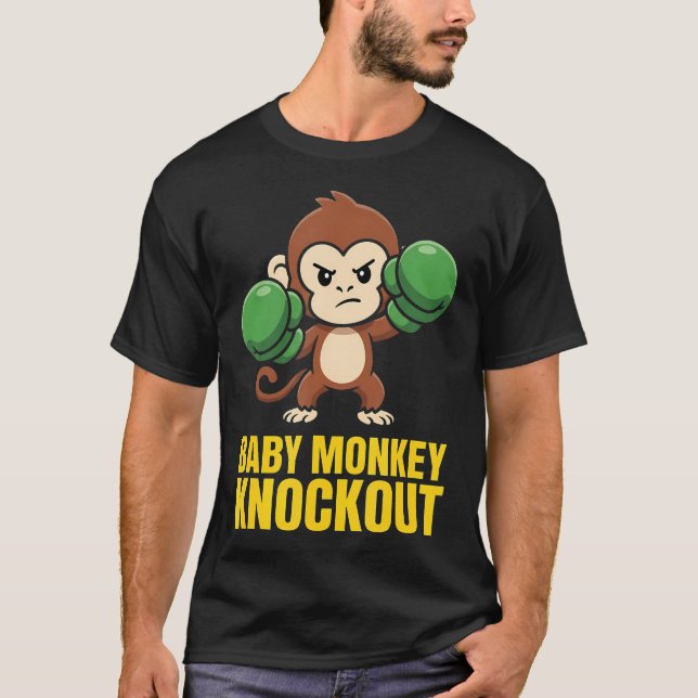 Camiseta Bebé Mono Knockout Divertido Kawaii Boxeo (Anverso)