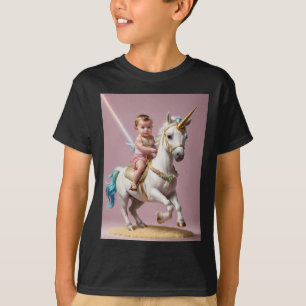 Camiseta Bebé montando un unicornio
