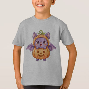 Camiseta Bebé Murciélago Adorable con Disfraz de Calabaza H