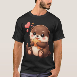 Camiseta Bebé nutria linda sosteniendo pescado