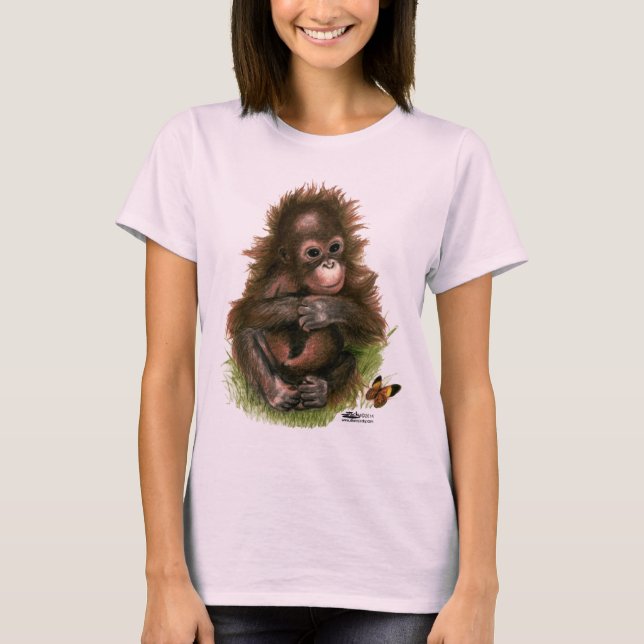 Camiseta Bebé orangután y mariposa (Anverso)