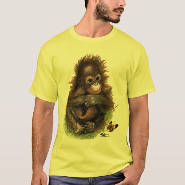 Camiseta Bebé orangután y mariposa (Anverso)