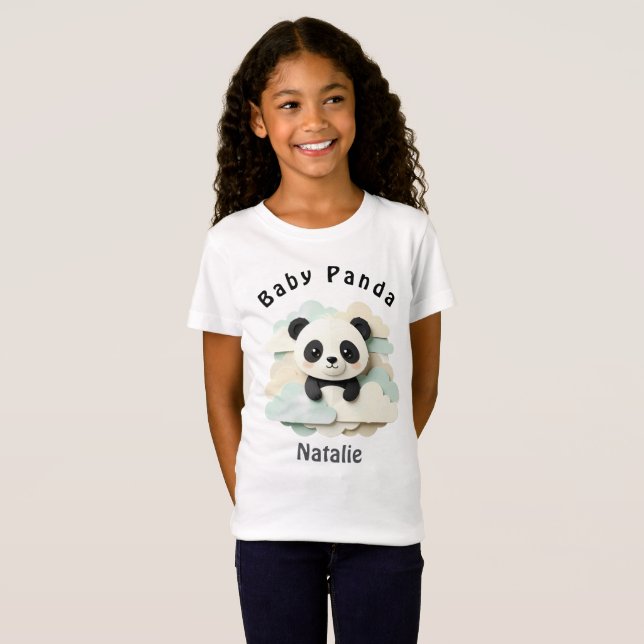Camiseta Bebé Panda Dobado | Origami Adorable  (Anverso completo)