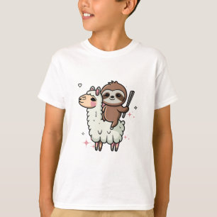 Camiseta Bebé Perezoso y Llama Adorables 