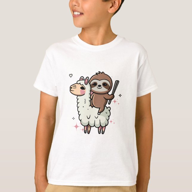 Camiseta Bebé Perezoso y Llama Adorables  (Anverso)