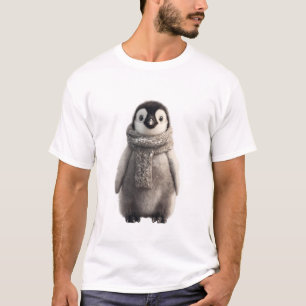 Camiseta Bebé pingüino adorable con bufanda