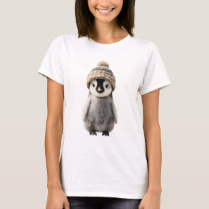 Camiseta Bebé Pingüino Adorable con Gorro de Punto
