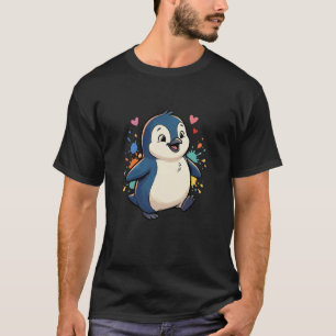Camiseta Bebé Pingüino Feliz Lindo Arcoíris Salpicaduras Co