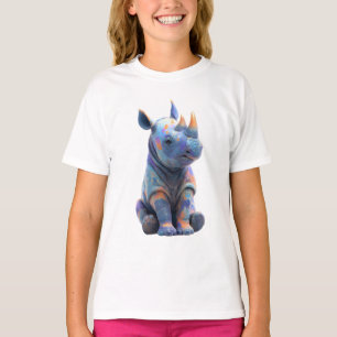 Camiseta Bebé Rinoceronte Pintado Colorido para Niños