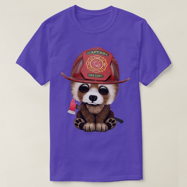 Camiseta Bebé rojo bebé bombero panda (Diseño del anverso)