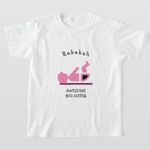 Camiseta Bebé rosa Afro, una HERMANA GRANDE Y FANTÁSTICA
