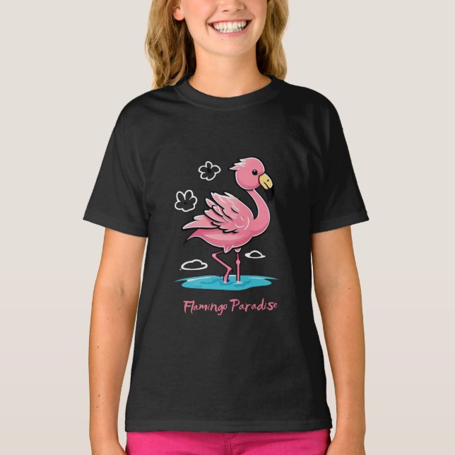 Camiseta Bebé rosa Flamingo en el agua (Anverso)