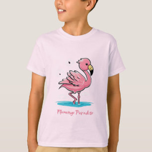 Camiseta Bebé rosa Flamingo en el agua