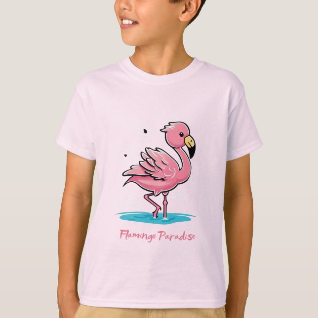 Camiseta Bebé rosa Flamingo en el agua (Anverso)