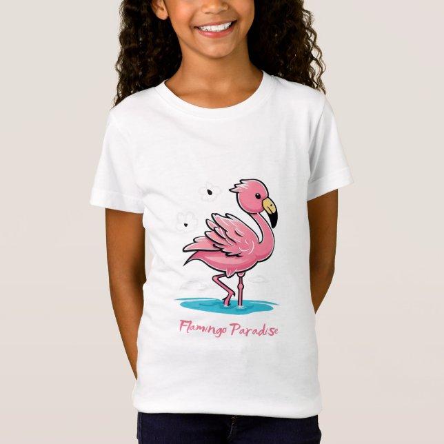 Camiseta Bebé rosa Flamingo en el agua (Anverso)