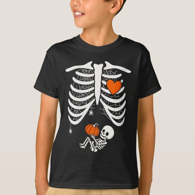 Camiseta Bebé Skeleton Embarazado Jaula De Rib Xris Para Fa (Anverso)